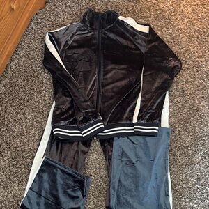 Navy and White Velour Tracksuit